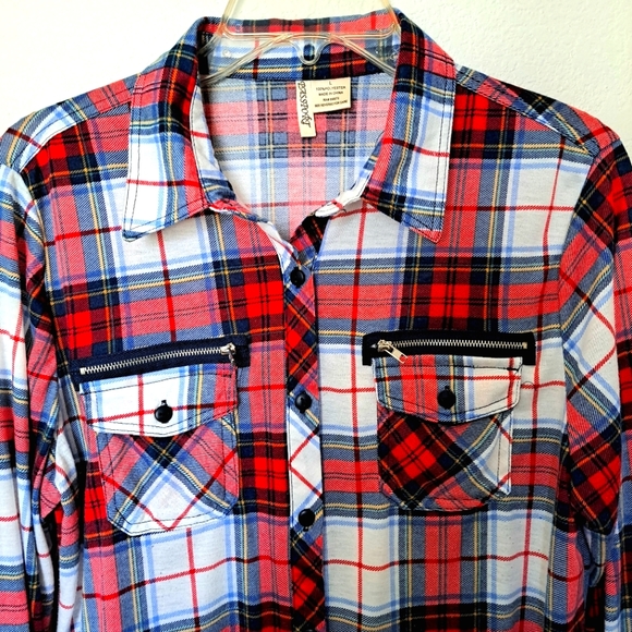 WOMEN'S 3/4 SLEEVE SHIRT TOP SIZE LARGE PLAID PASSPORT - Picture 2 of 6